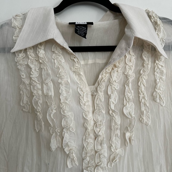 Studio 1940 Blouse Women’s 22/24W Y2K Sheer Ruffle Fairy Ethereal Cottagecore. - Picture 10 of 16
